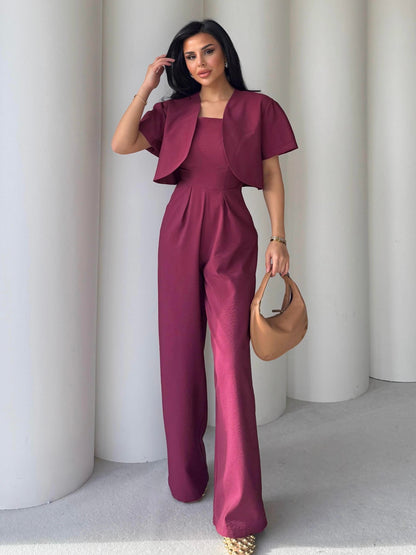 طقم جمبسوت مع جكيت خمري - KP1242