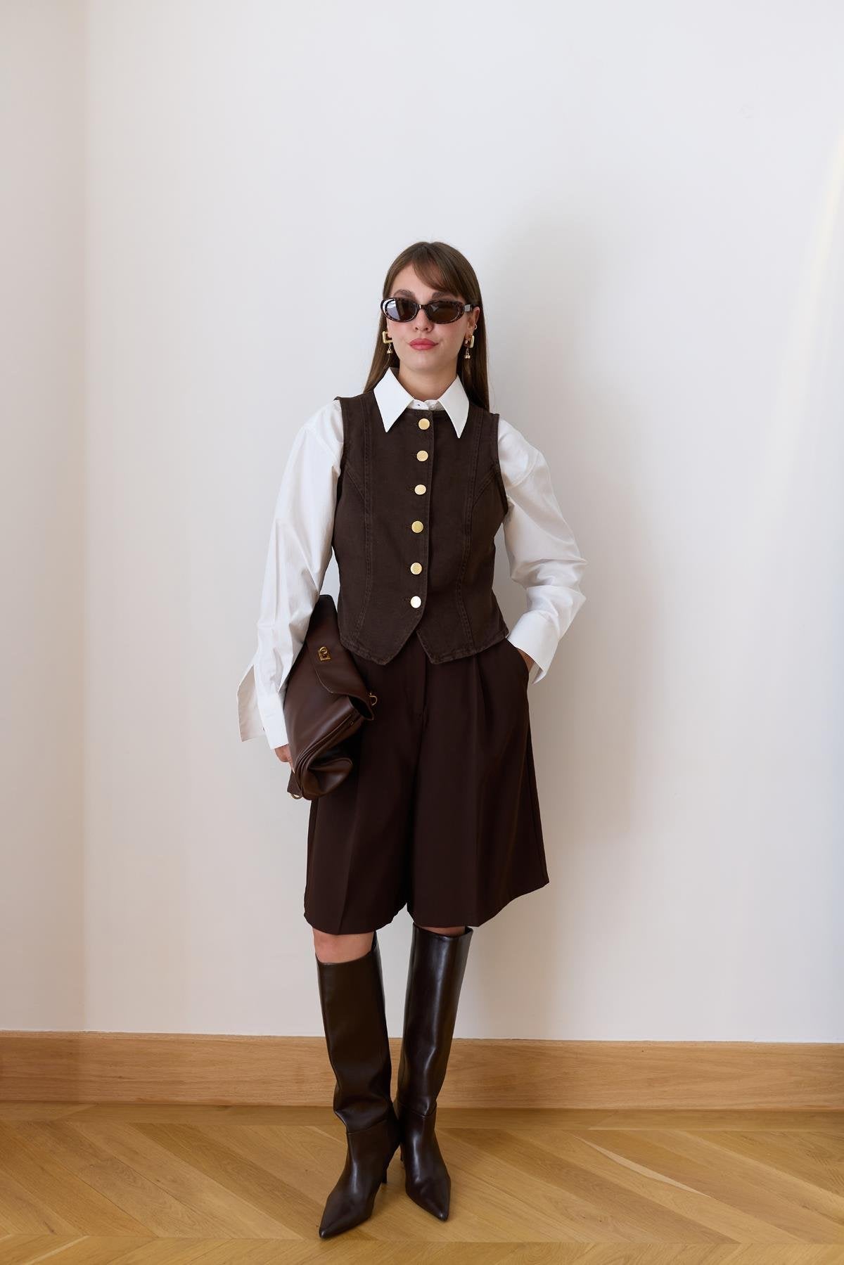 ڤيست بني بأزرار ذهبي Zara - KP4271