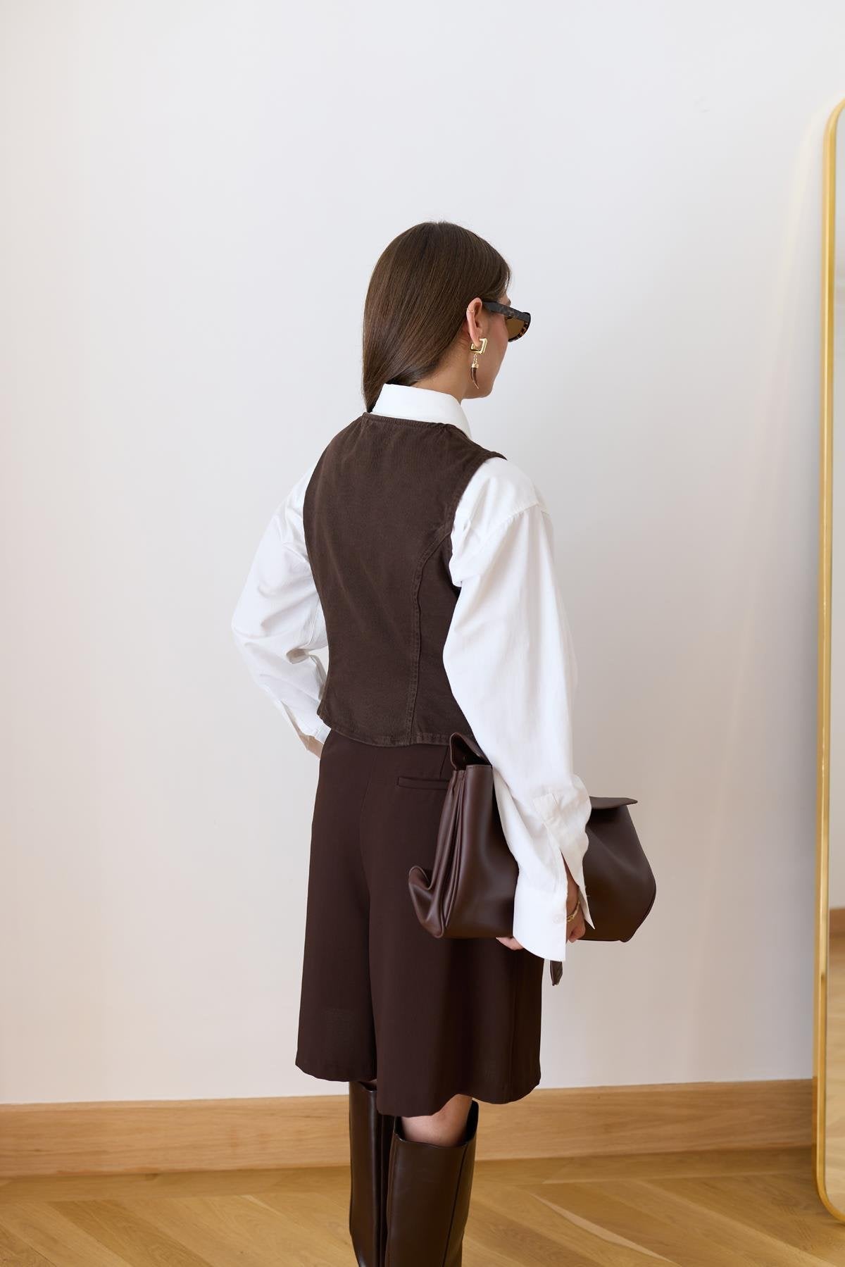 ڤيست بني بأزرار ذهبي Zara - KP4271