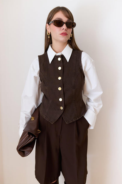 ڤيست بني بأزرار ذهبي Zara - KP4271