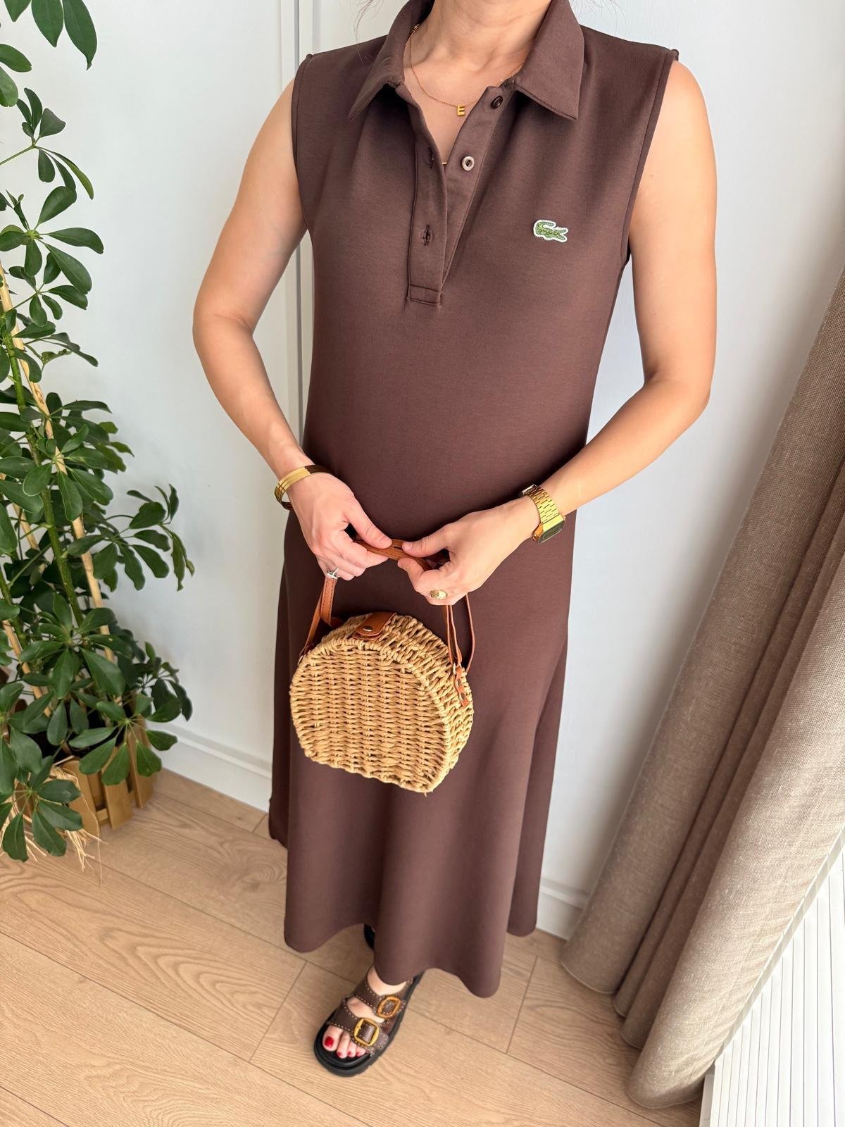 فستان لاكوست بني - KP2159