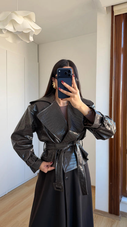 جكيت جلد بني - KP7127