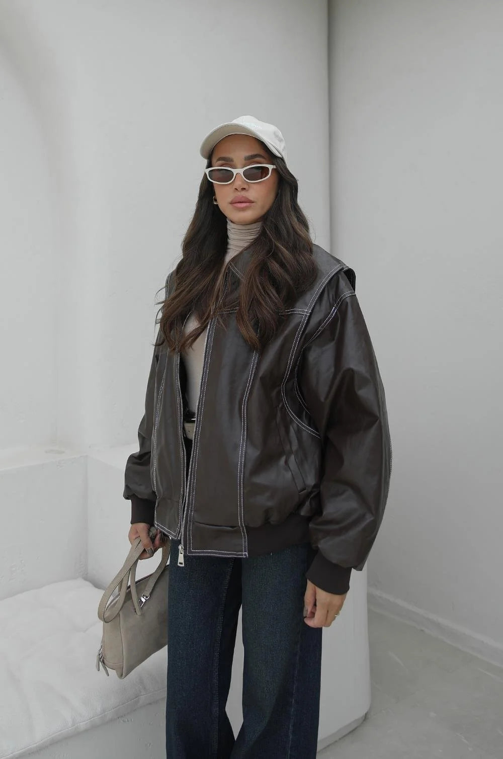 جكيت جلد بني - KP7091