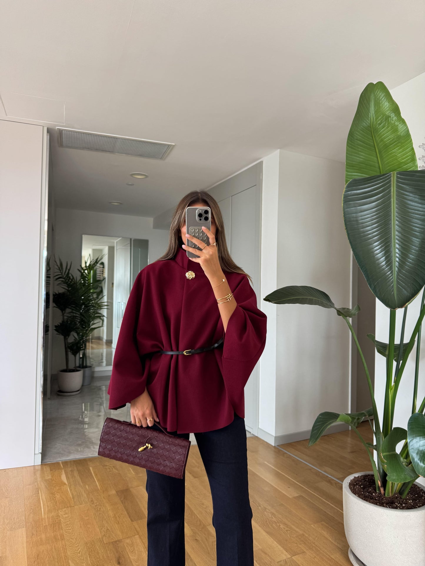 جكيت خمري بحزام - KP7040