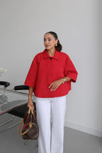 جكيت بأزرار مخفية احمر - KP7244
