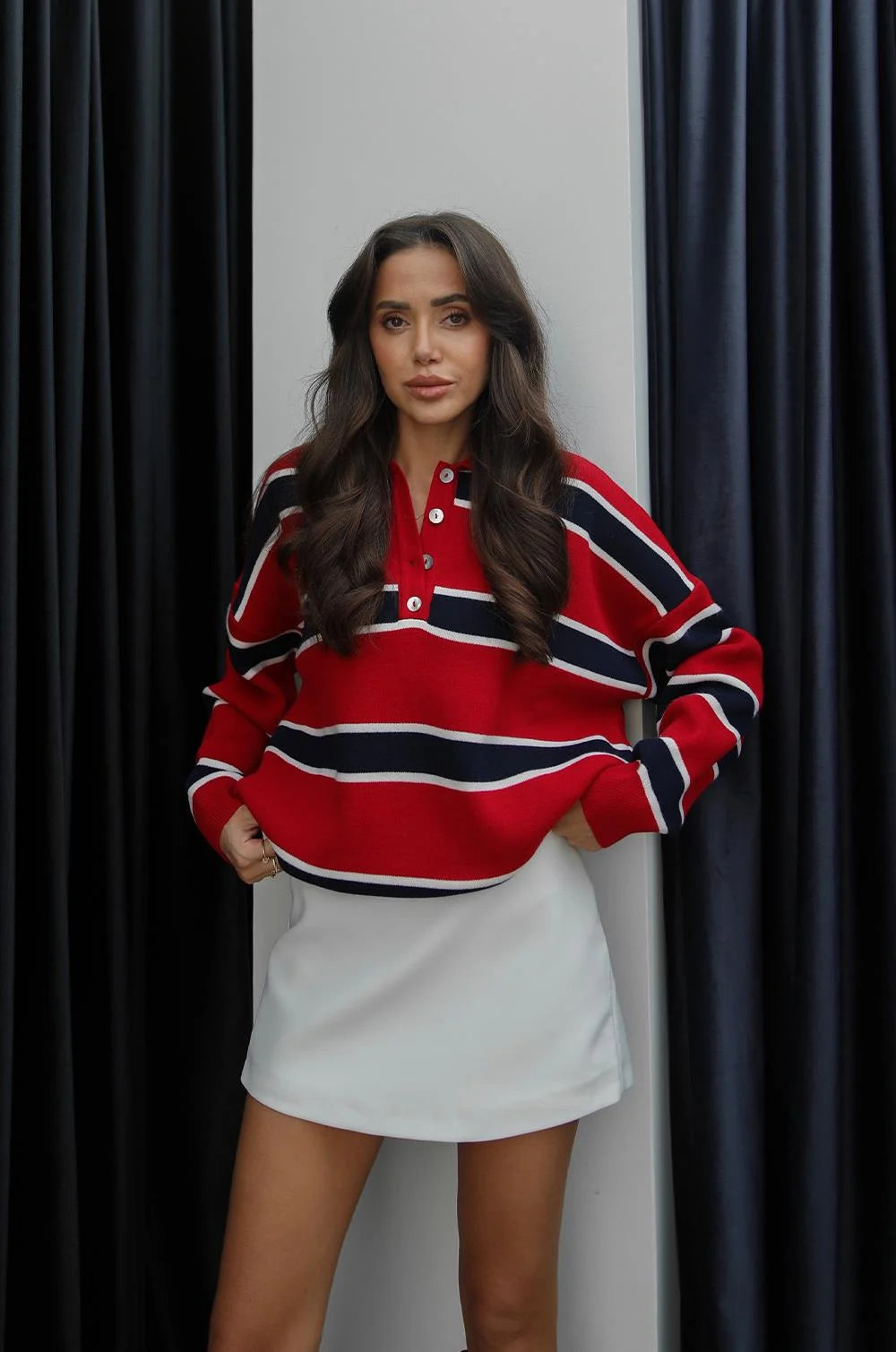 بلوزة احمر مخططة - KP4300