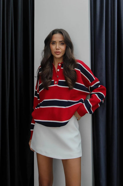 بلوزة احمر مخططة - KP4300