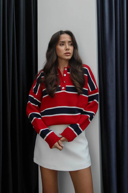 بلوزة احمر مخططة - KP4300