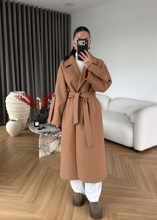 جكيت كاميل بحزام - KP7214