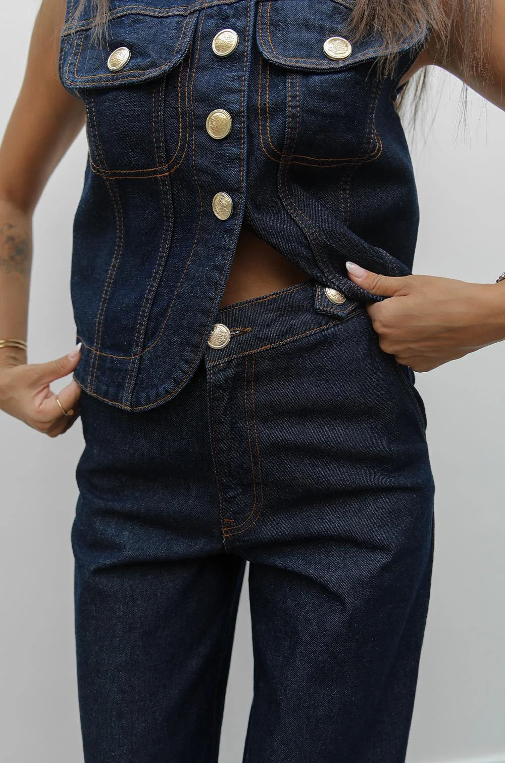 طقم جينز ڤيست مع بنطلون - KP1398