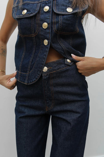 طقم جينز ڤيست مع بنطلون - KP1398