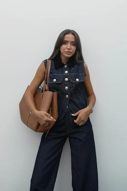 طقم جينز ڤيست مع بنطلون - KP1398