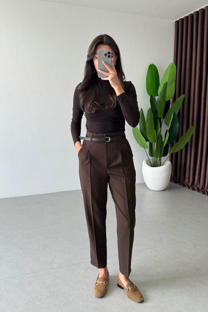 بنطلون بني بحزام - KP5083