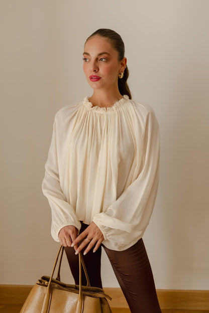 بلوزة شيفون سكري - KP4262