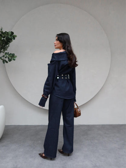 طقم جينز بكتف - KP1218