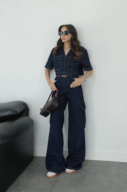 طقم جينز كارجو - KP1065