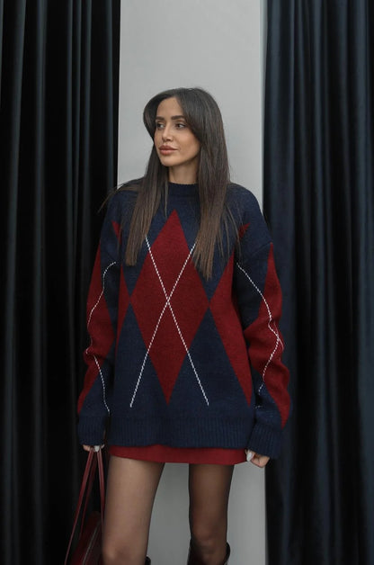 بلوزة احمر وكحلي - KP4039