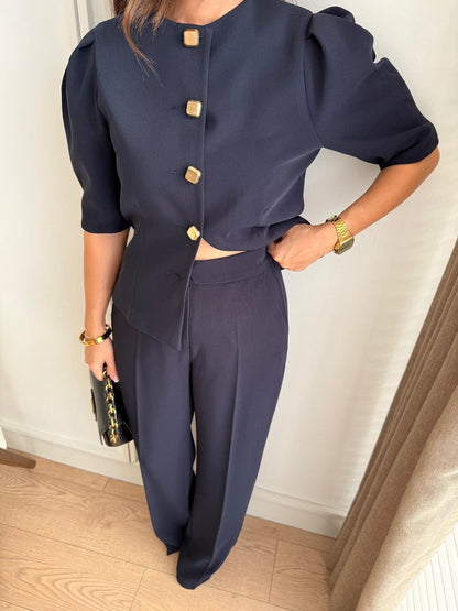 طقم جكيت مع بنطلون كحلي - KP1357