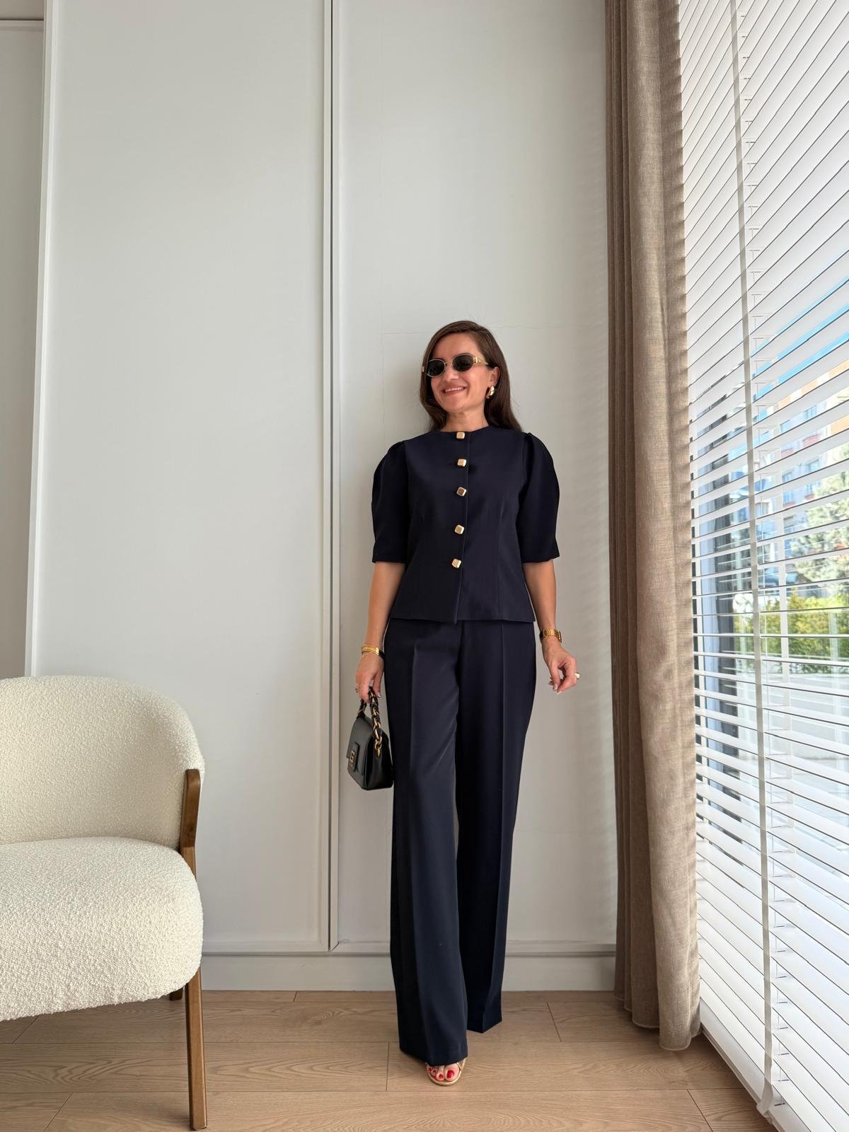 طقم جكيت مع بنطلون كحلي - KP1357