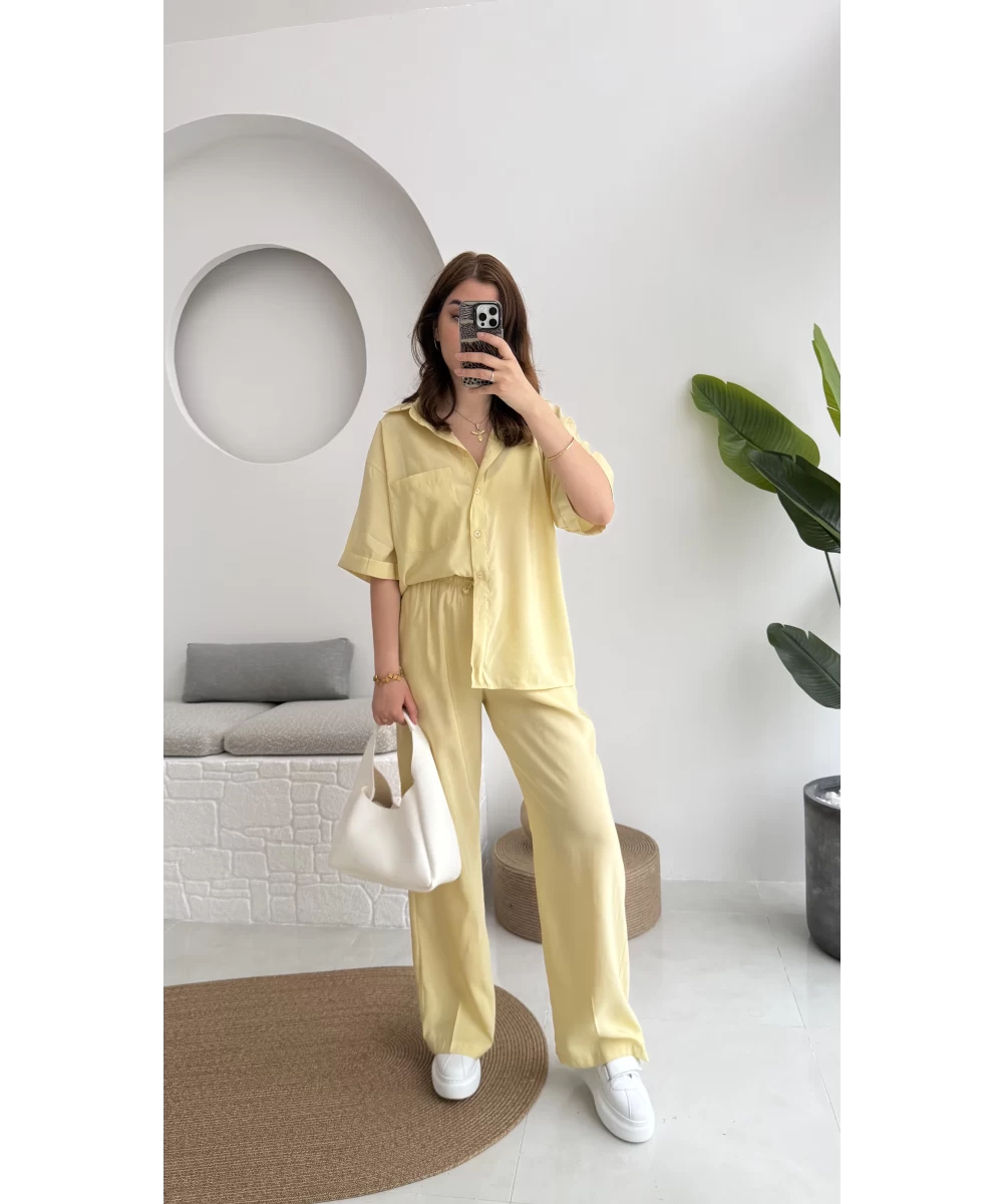 طقم قميص مع بنطلون اصفر Massimo Dutti - KP1295