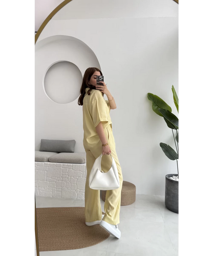 طقم قميص مع بنطلون اصفر Massimo Dutti - KP1295