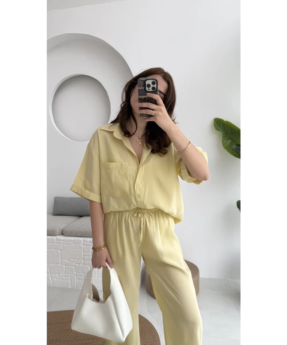 طقم قميص مع بنطلون اصفر Massimo Dutti - KP1295