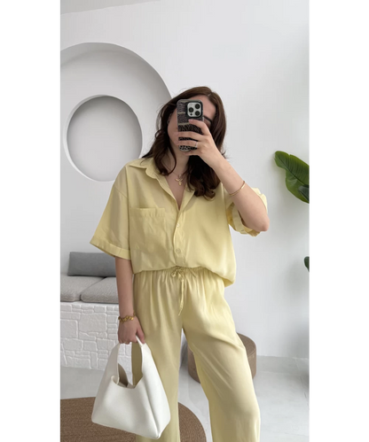 طقم قميص مع بنطلون اصفر Massimo Dutti - KP1295