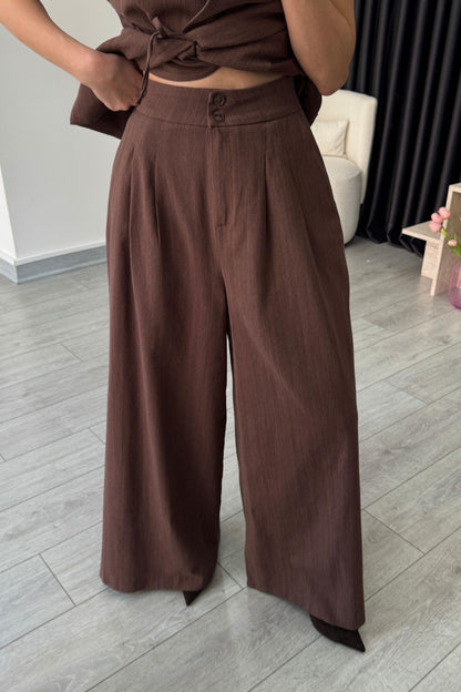 طقم كيمونو بني غامق - KP1202