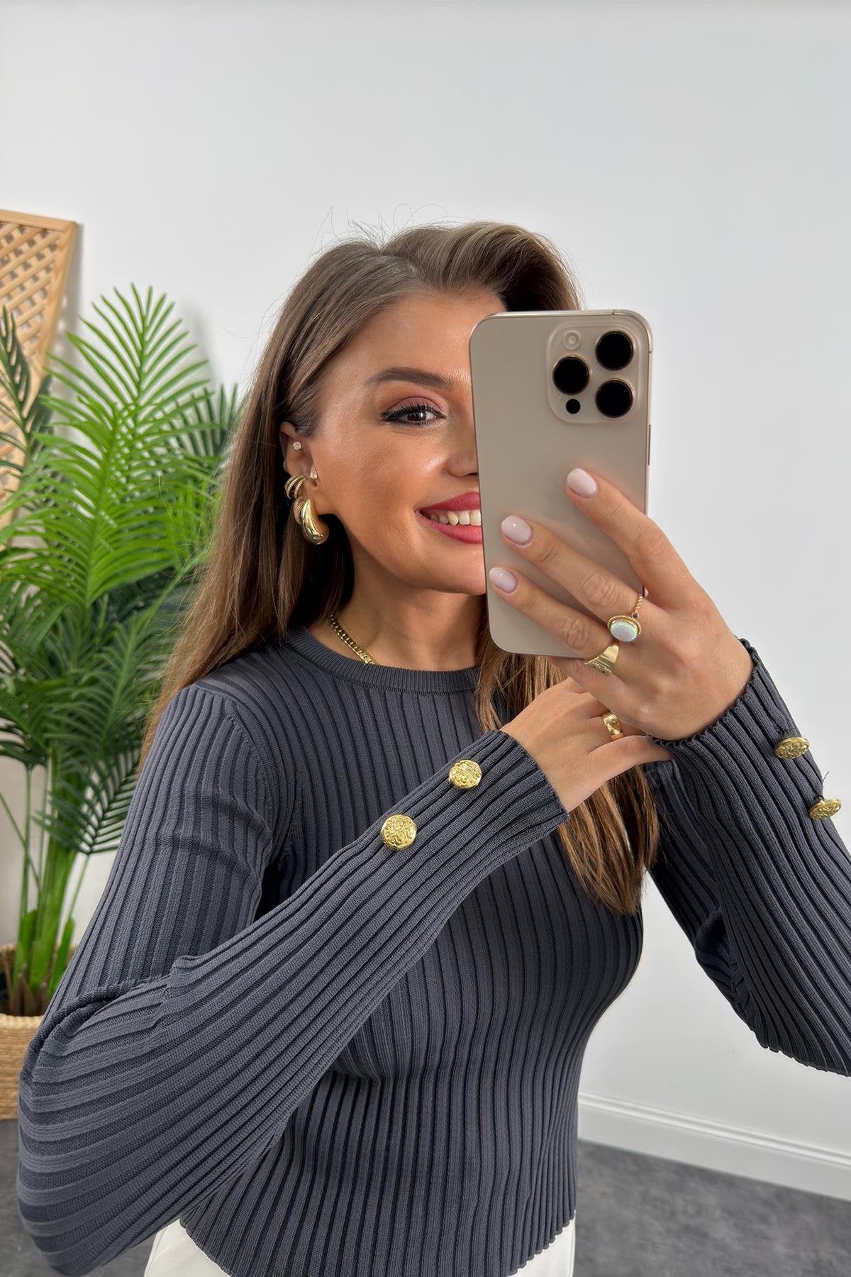 بلوزة بودي رمادي - KP4037