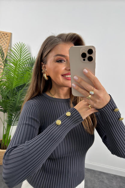 بلوزة بودي رمادي - KP4037