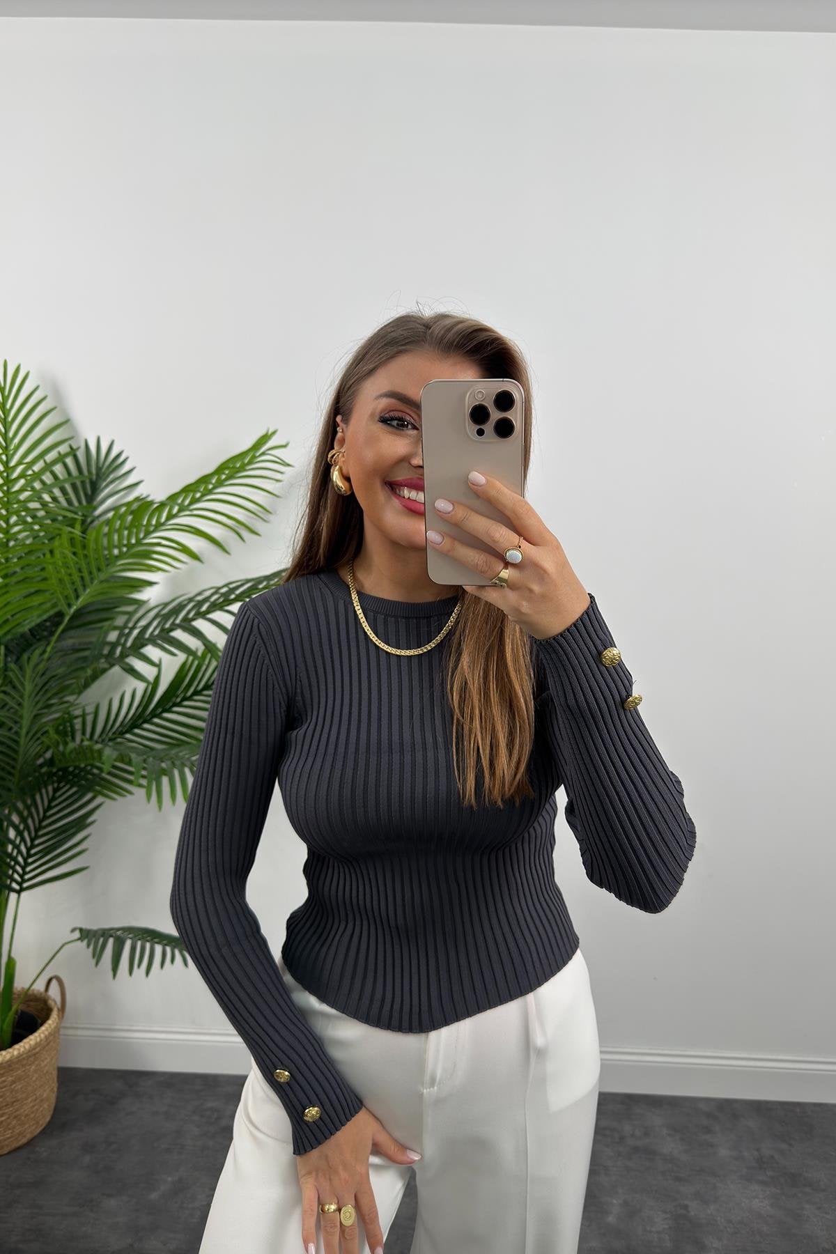 بلوزة بودي رمادي - KP4037