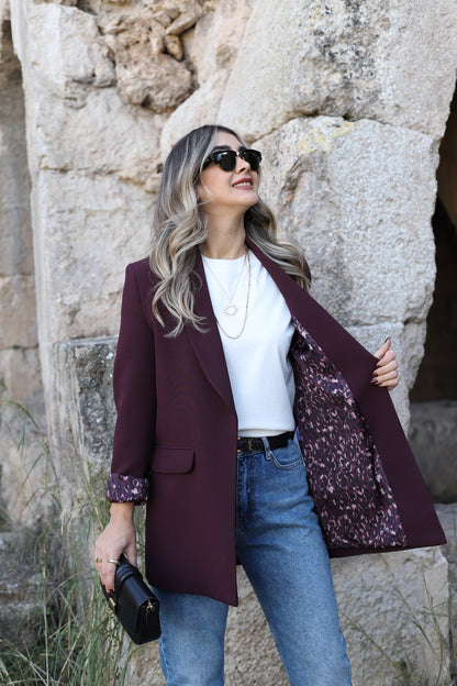 بليزر عنابي نمري - KP7126