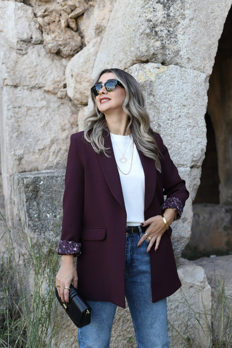 بليزر عنابي نمري - KP7126