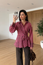 قميص مخطط فوشي - KP4669