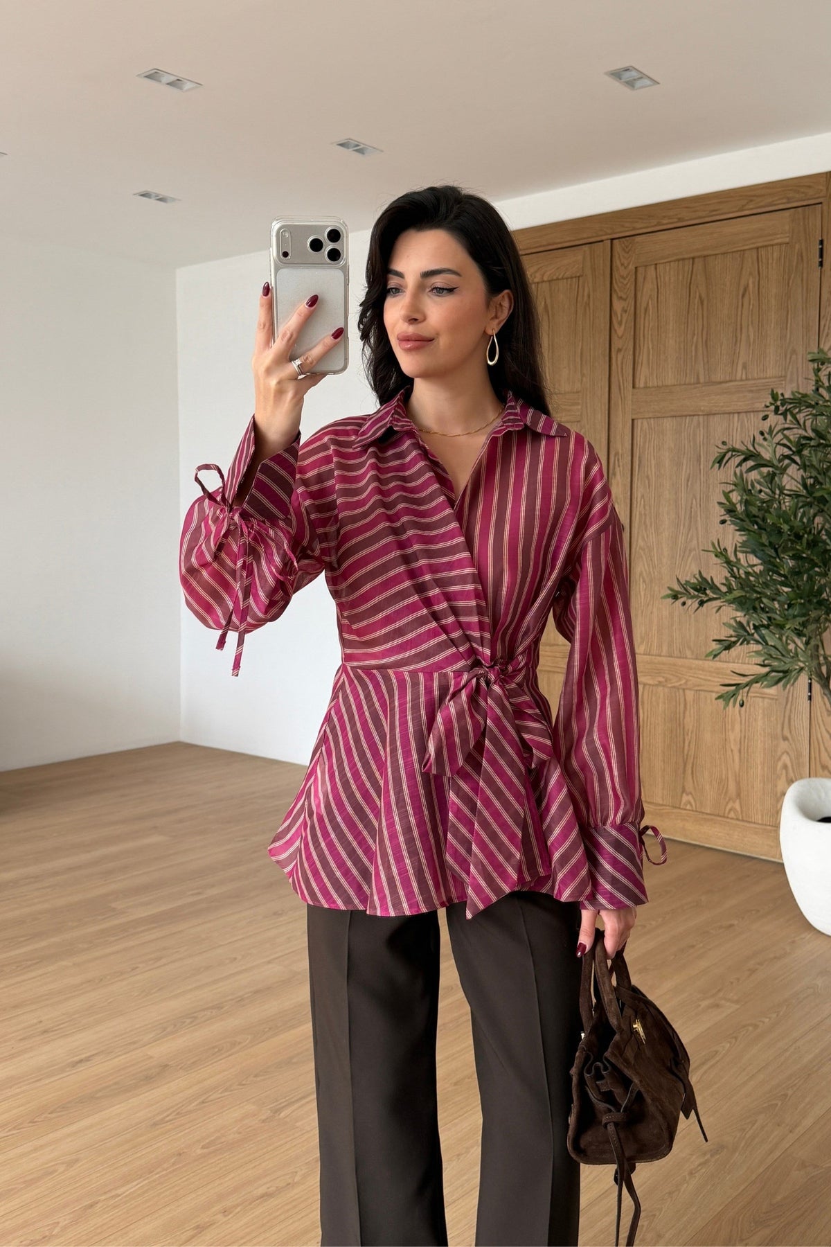 قميص مخطط فوشي - KP4669