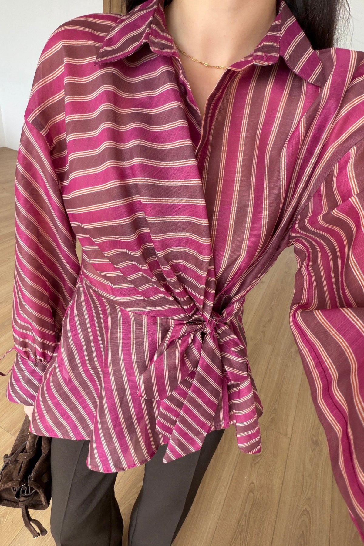 قميص مخطط فوشي - KP4669