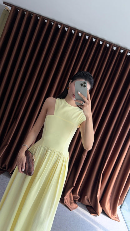 فستان اصفر بكتف - KP2200