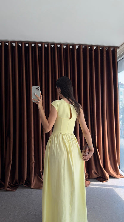 فستان اصفر بكتف - KP2200