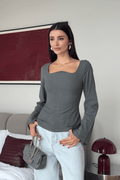 بلوزة قبة بيضاوية سكني - KP4655