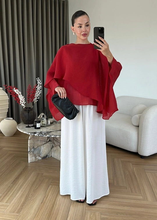 بلوزة فلو احمر - KP4434