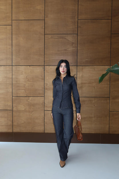 طقم جينز قميص مع بنطلون - KP1399