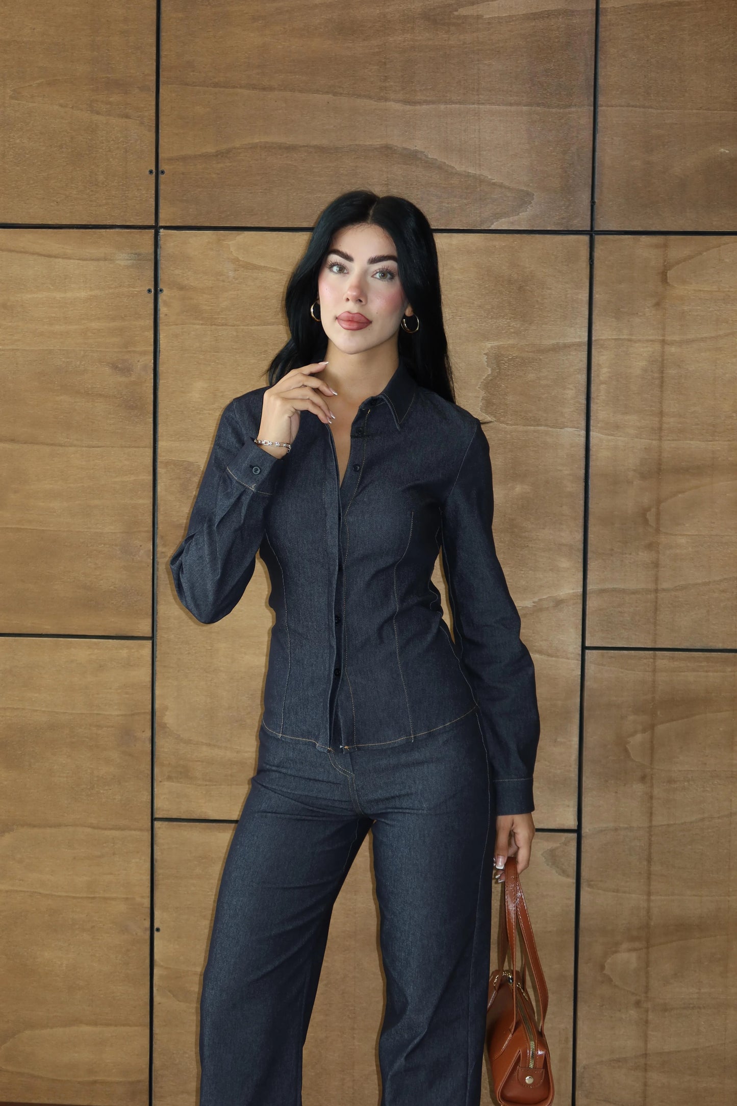 طقم جينز قميص مع بنطلون - KP1399