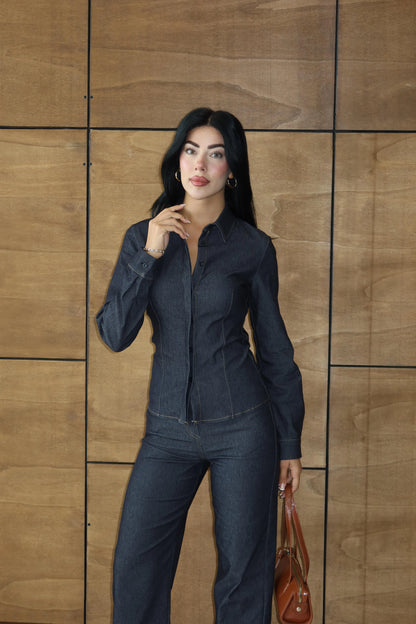 طقم جينز قميص مع بنطلون - KP1399