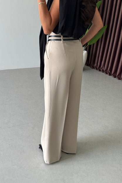 بنطلون بيج بحزام - KP5054