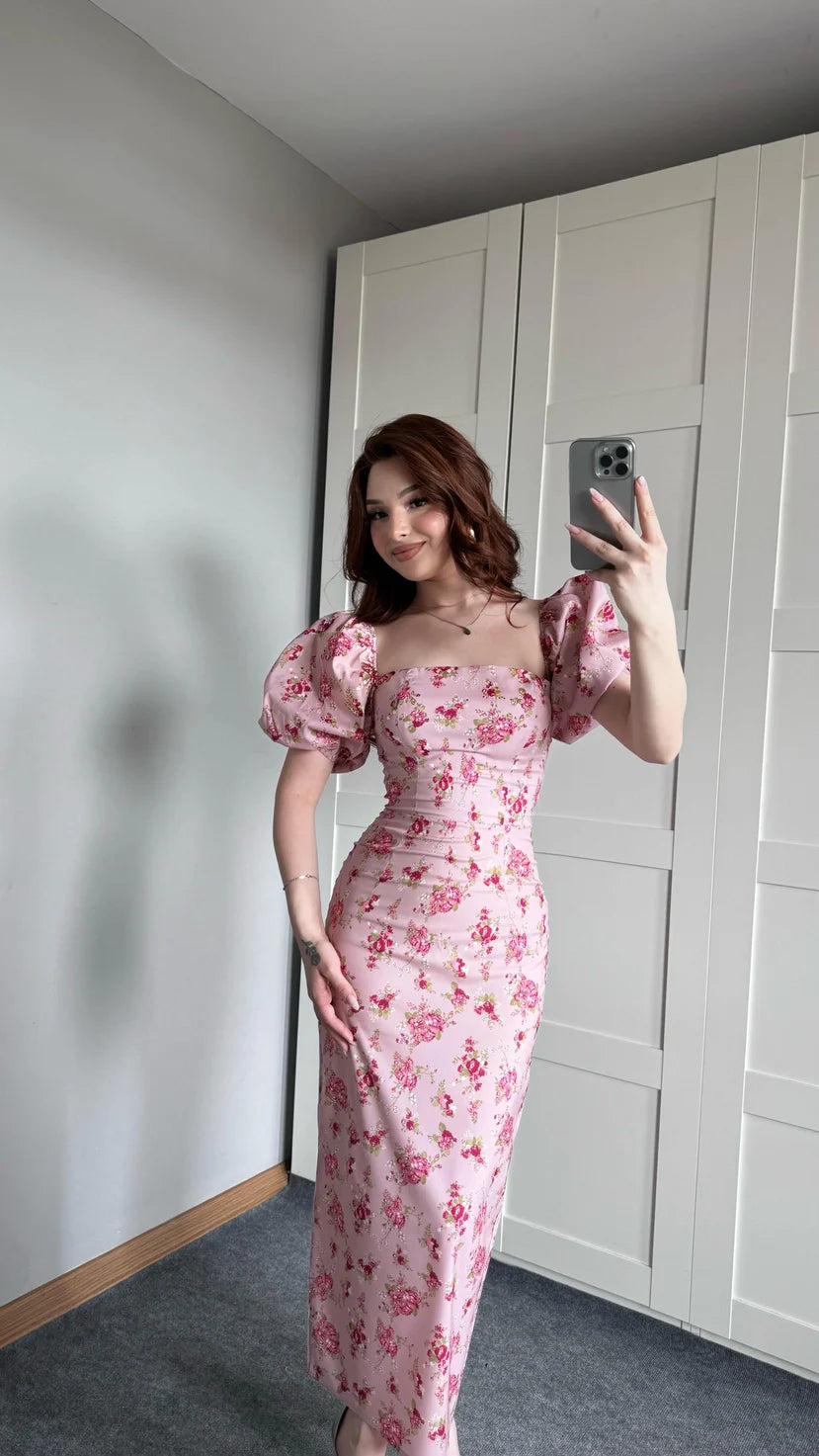 فستان زهري مورد - KP2179