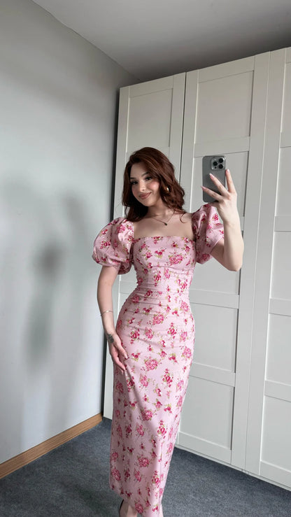 فستان زهري مورد - KP2179