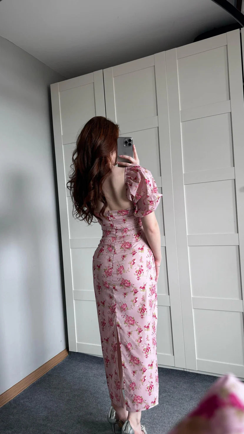 فستان زهري مورد - KP2179