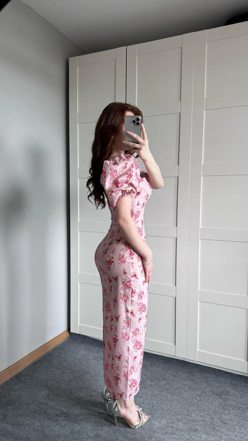 فستان زهري مورد - KP2179