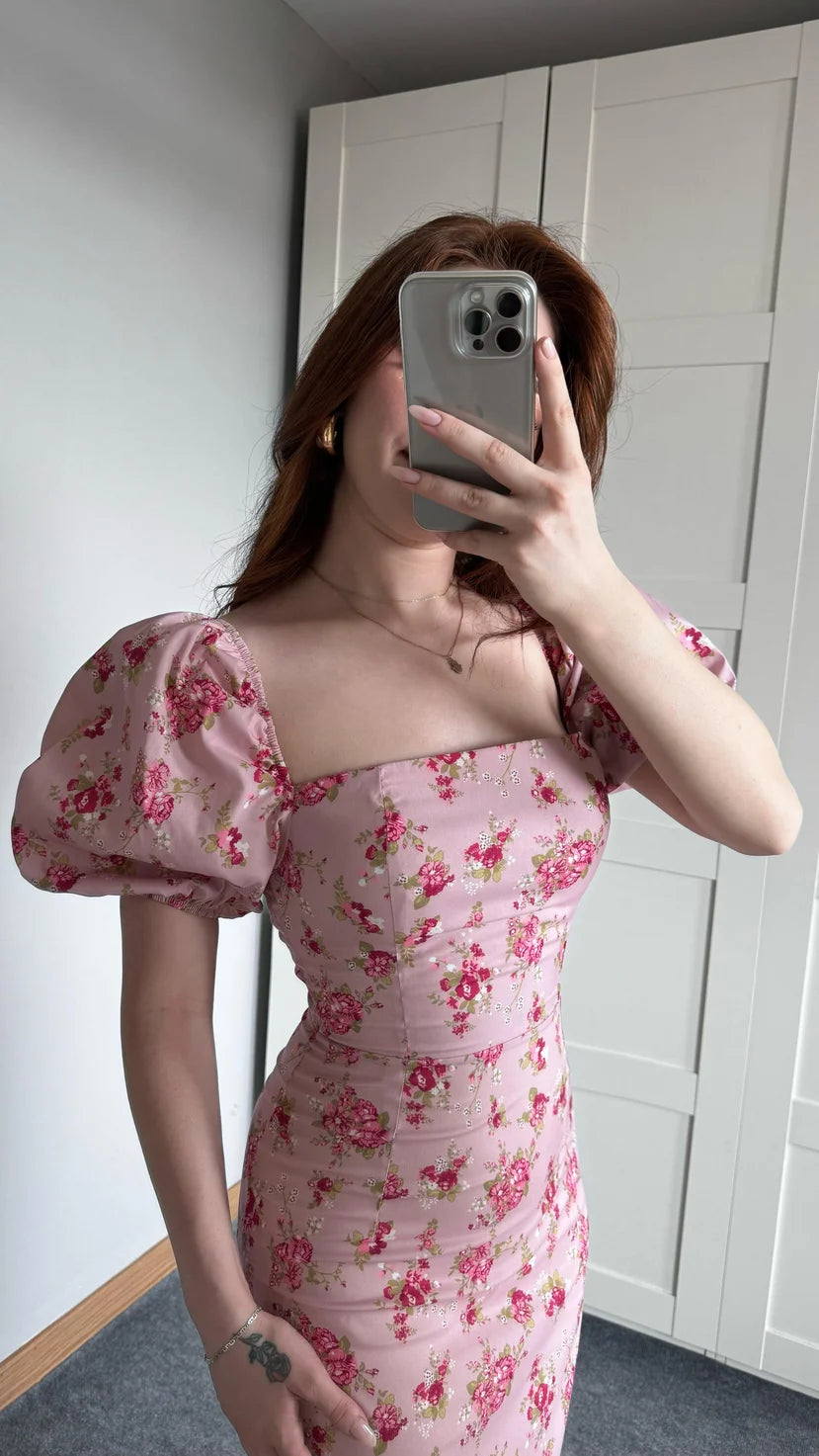 فستان زهري مورد - KP2179