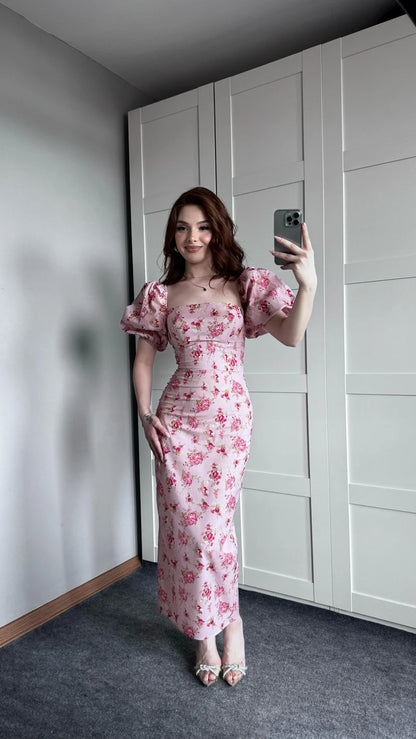 فستان زهري مورد - KP2179